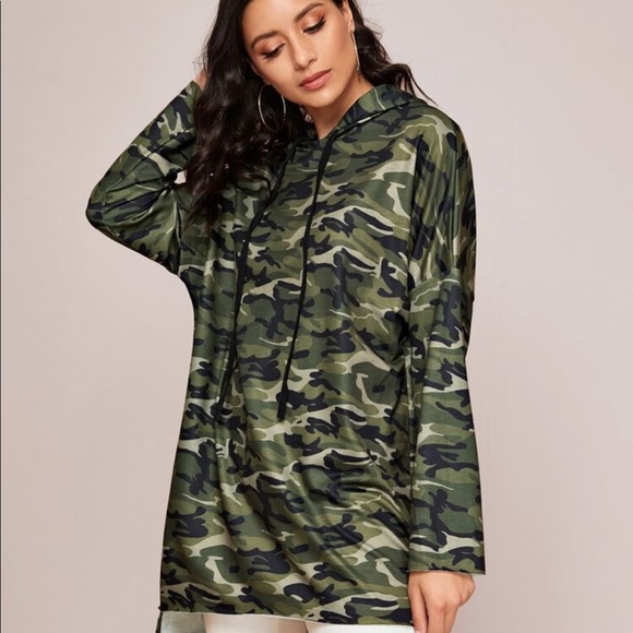 Camo Drop Shoulder Hoodie - Picture 5 of 6